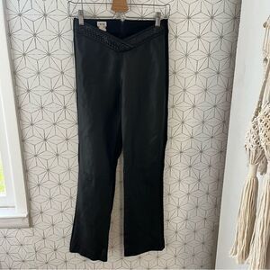 Cache Black Leather Front V-Waist Pant